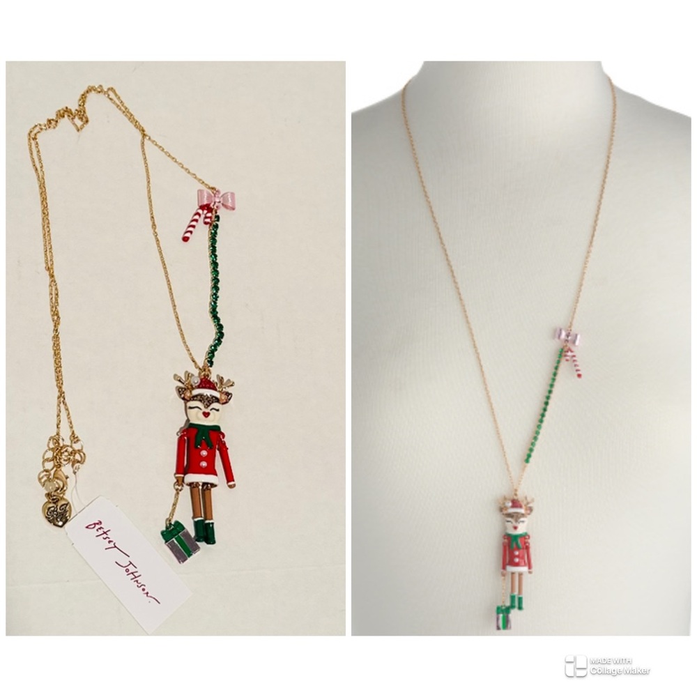 Betsey Johnson NWT Reindeer Long Pendant Necklace